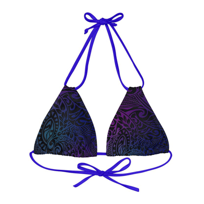 Jewel Tone Polynesian Tribal Strappy Triangle Bikini Top