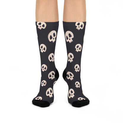 Black Skulls Cushioned Crew Socks