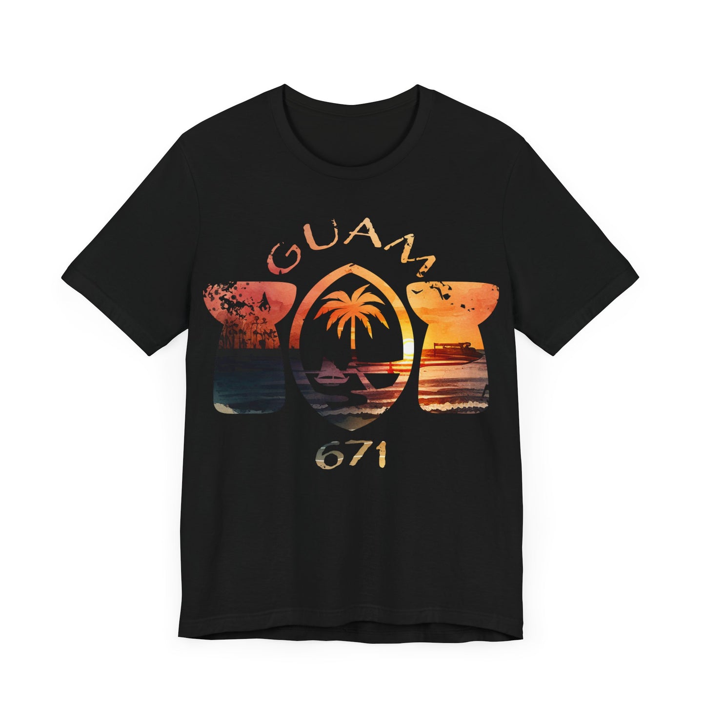 Guam Seal 671 Latte Stone Sunset Unisex Jersey Short Sleeve Tee