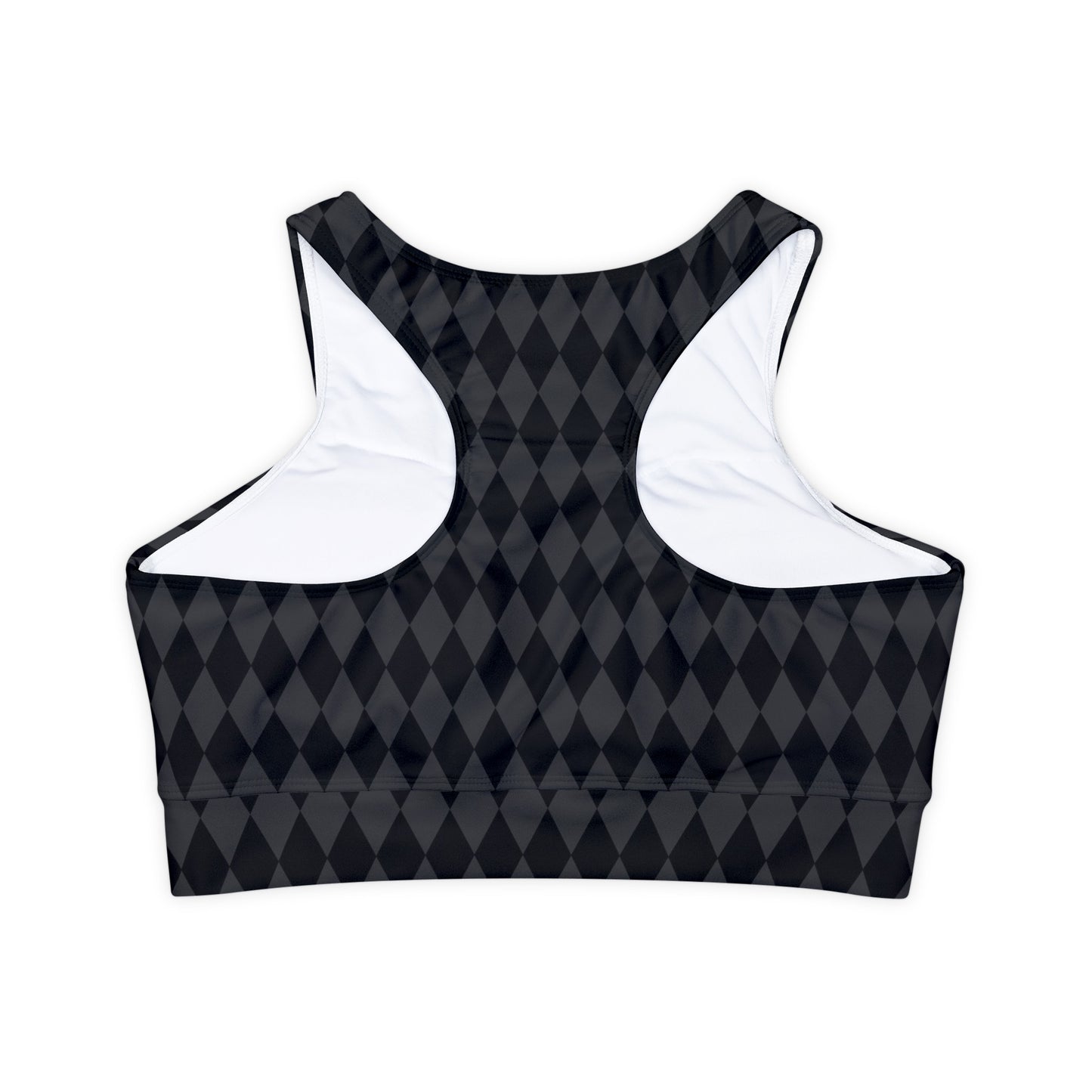 Harlequin Fully Lined, Padded Sports Bra, High Neck Sports Bra, Lined Athletic Top, Fitness Apparel