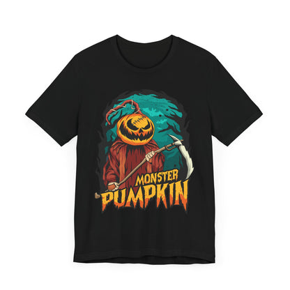 Monster Pumpkin Jersey unisex tee, Halloween Graphic Tee, Spooky Shirt, Trick or Treat Tee, Halloween Costume, Festive Gift