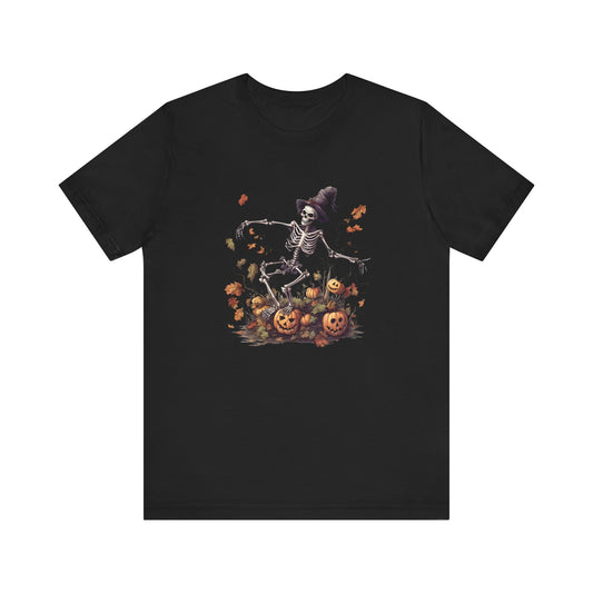 Skeleton with jack-o-lanterns 2 Unisex Jersey Short Sleeve Tee