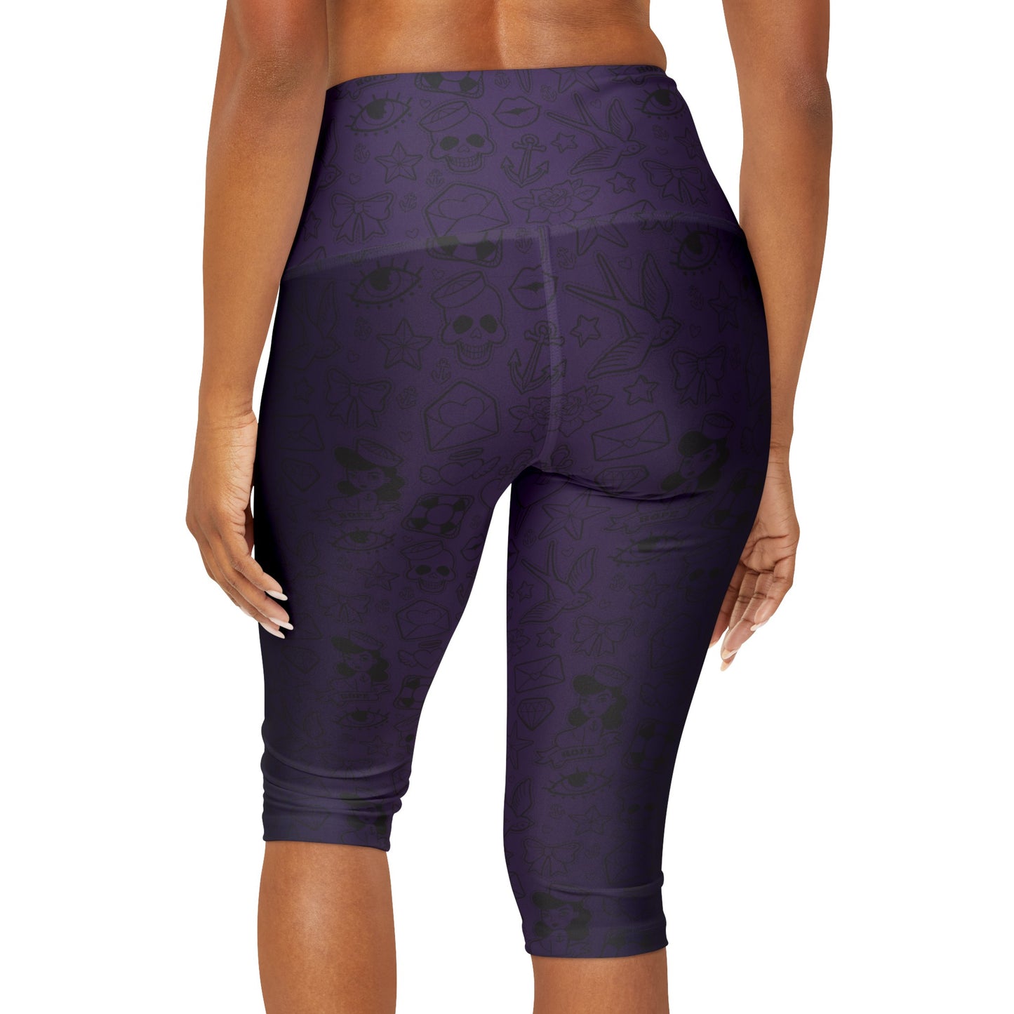 Sailor Jerry in Purple Yoga Capri Leggings