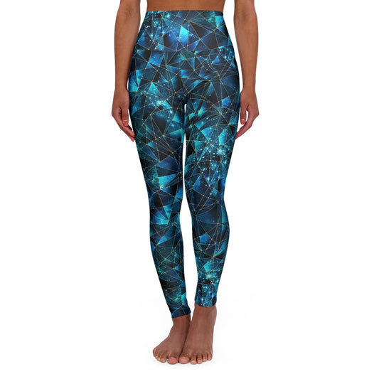 Blue Crystal High Waisted Yoga Leggings