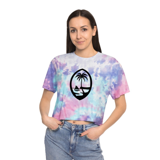 Guam Seal 671 in black Women's Tie-Dye Crop Tee