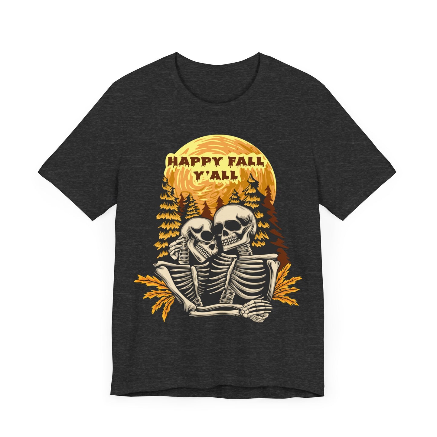 Happy Fall Y'all Jersey unisex tee, Halloween Graphic Tee, Spooky Shirt, Trick or Treat Tee, Halloween Costume, Festive Gift