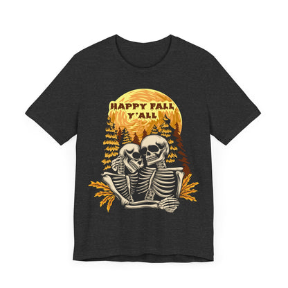 Happy Fall Y'all Jersey unisex tee, Halloween Graphic Tee, Spooky Shirt, Trick or Treat Tee, Halloween Costume, Festive Gift