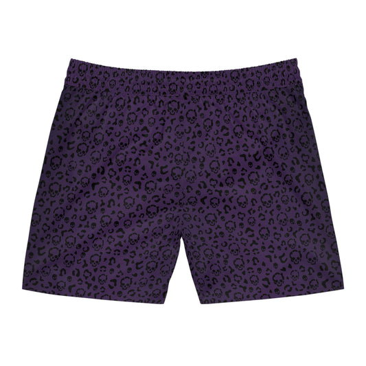 Cheetah Skulls in Purple Mid-Length Swim Shorts
