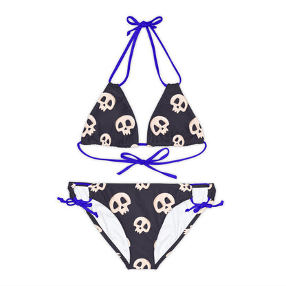 Black Skull Strappy Bikini Set