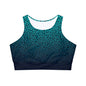 Cheetah Skull in Blue Fully Lined, Padded Sports Bra, Blue Leopard Print Sports Bra, Lined Athletic Top, Fitness Apparel