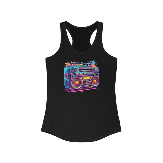 Paint splatter boombox 2 Women's Ideal Racerback Tank