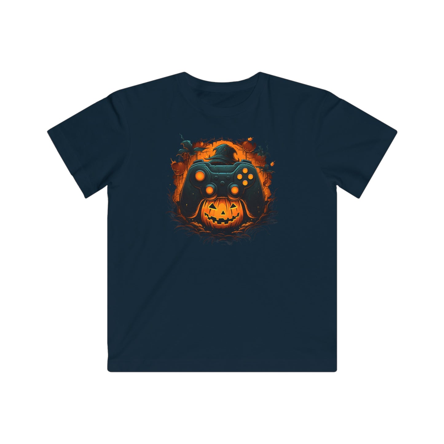 Controller with jack-o-lantern Kids Fine Jersey Gaming Tee