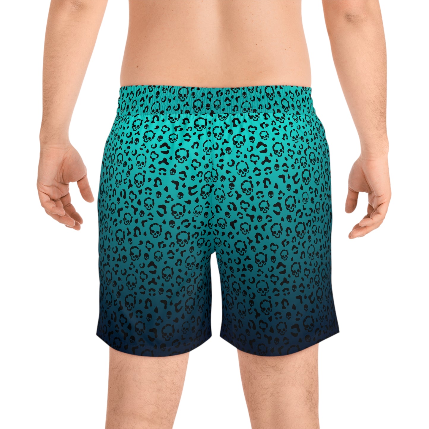 Cheetah Skulls in Teal Mid-Length Swim Shorts