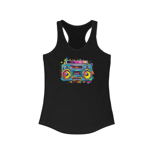 Paint splatter boombox 3 Women's Ideal Racerback Tank