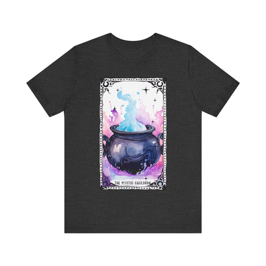 The Mystic Cauldron Jersey unisex tee, Halloween Graphic Tee, Spooky Shirt, Trick or Treat Tee, Halloween Costume, Festive Gift