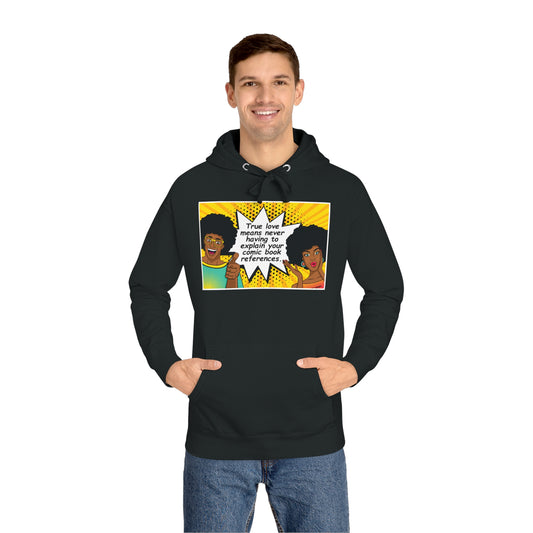 Comic Book True Love Unisex Fleece Hoodie, Fleece Hoodie Unisex, Comfortable Hooded Sweatshirt, Cozy Winter Wear, Gender-Inclusive Outerwear