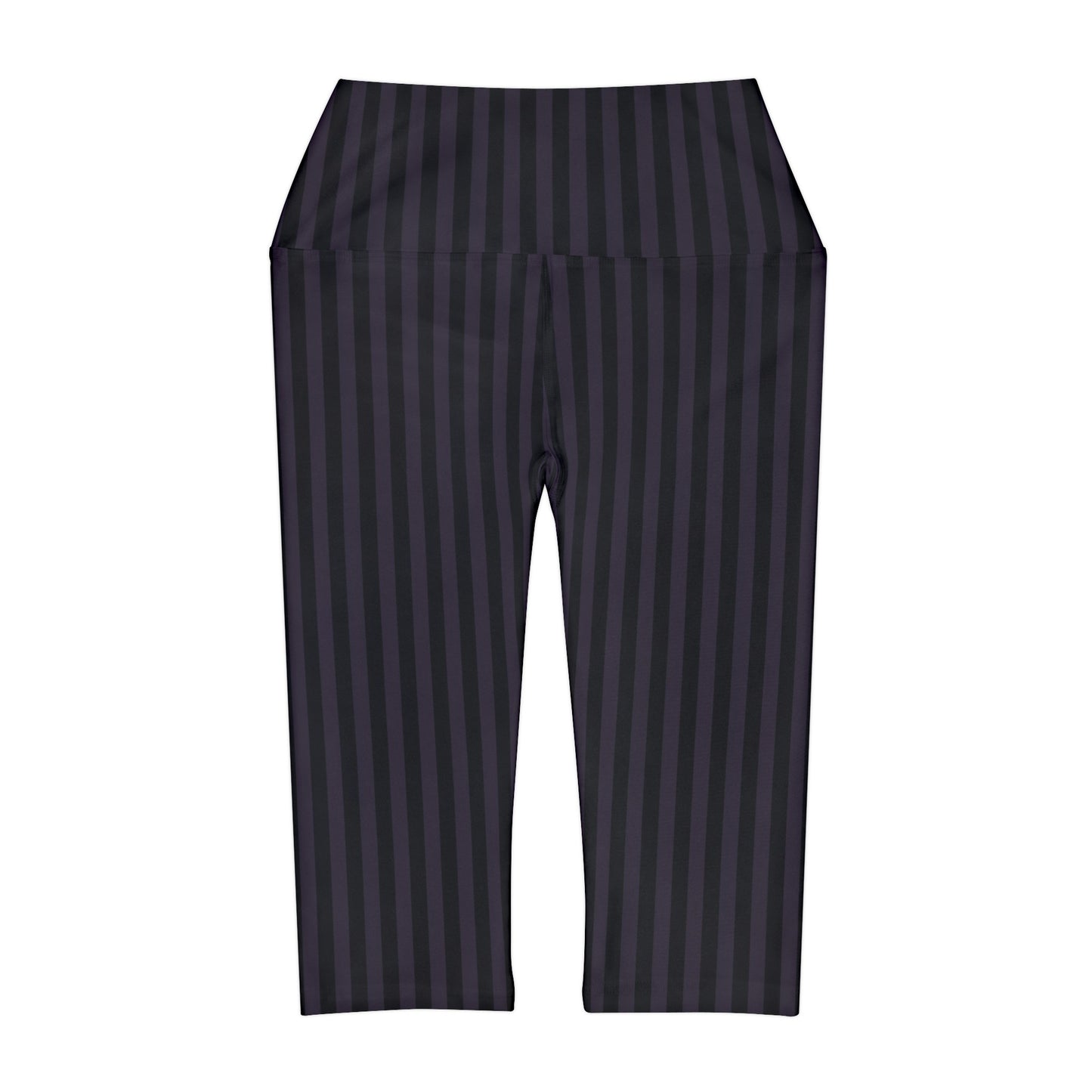 Striped in Black and Purple Yoga Capri Leggings
