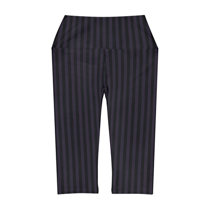 Striped in Black and Purple Yoga Capri Leggings