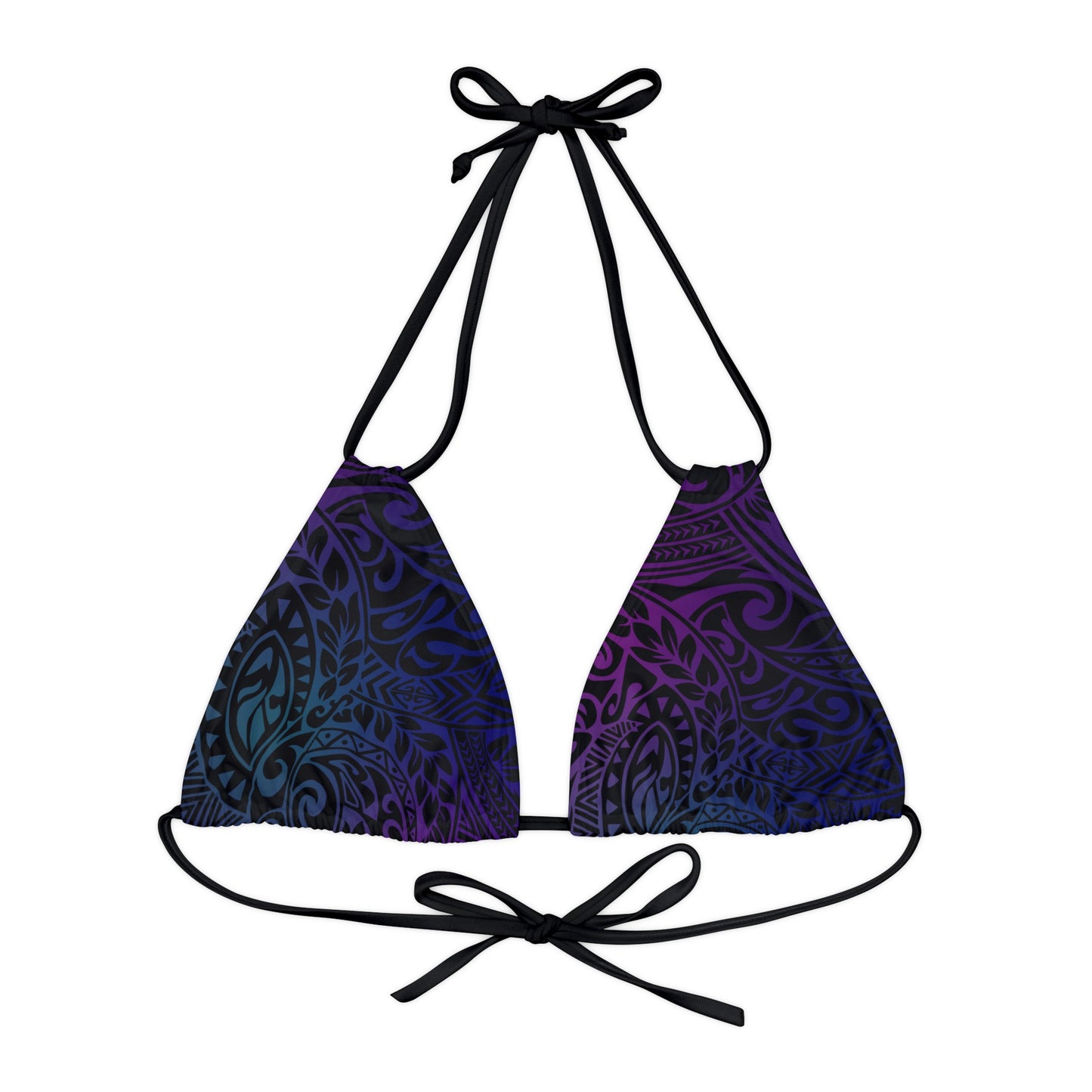 Jewel Tone Polynesian Tribal Strappy Triangle Bikini Top
