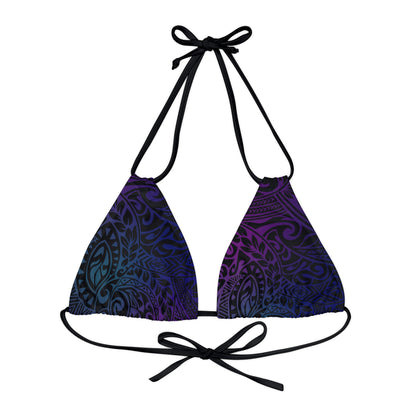 Jewel Tone Polynesian Tribal Strappy Triangle Bikini Top