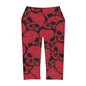 Skulls in Black and Red Yoga Capri Leggings