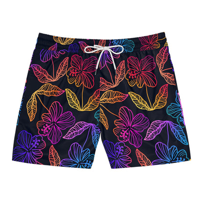 Rainbow Hibiscus Swim Shorts