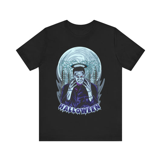 Halloween Frankenstein Jersey unisex tee, Halloween Graphic Tee, Spooky Shirt, Trick or Treat Tee, Halloween Costume, Festive Gift