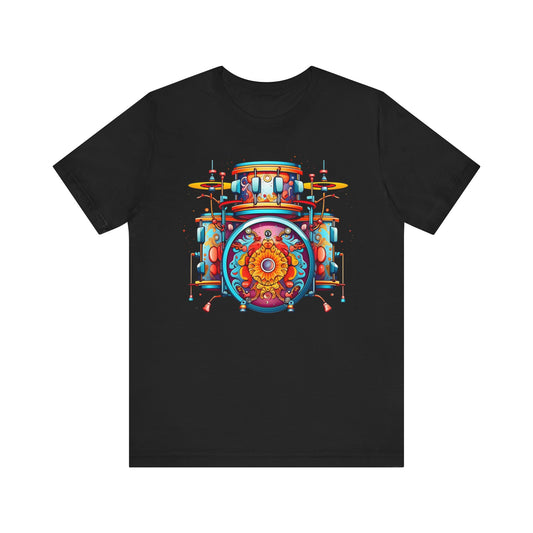 Retro 90's paint splatter music drums Unisex Jersey Short Sleeve Tee