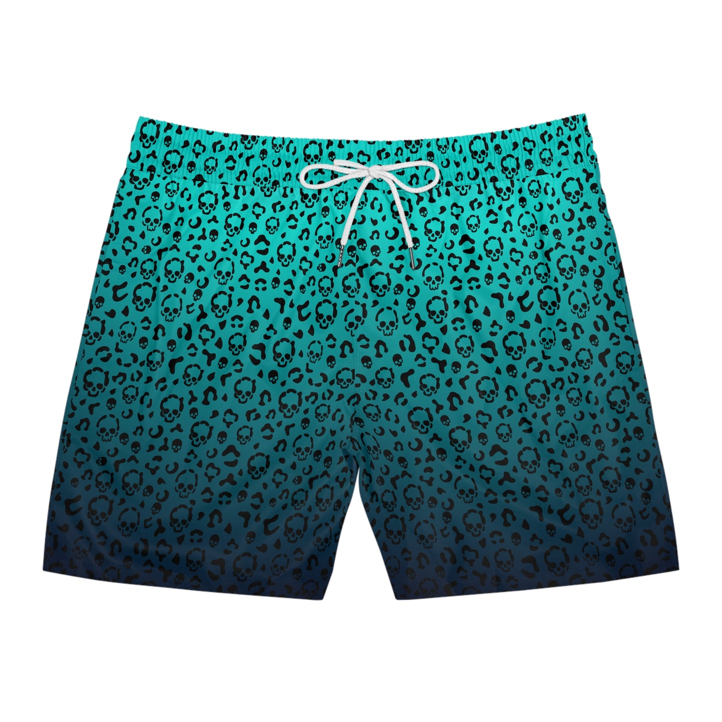 Cheetah Skulls in Teal Mid-Length Swim Shorts