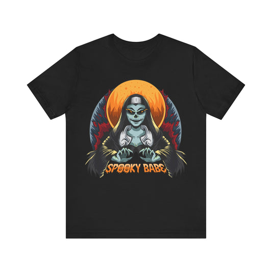 Spooky Babe Jersey unisex tee, Halloween Graphic Tee, Spooky Shirt, Trick or Treat Tee, Halloween Costume, Festive Gift