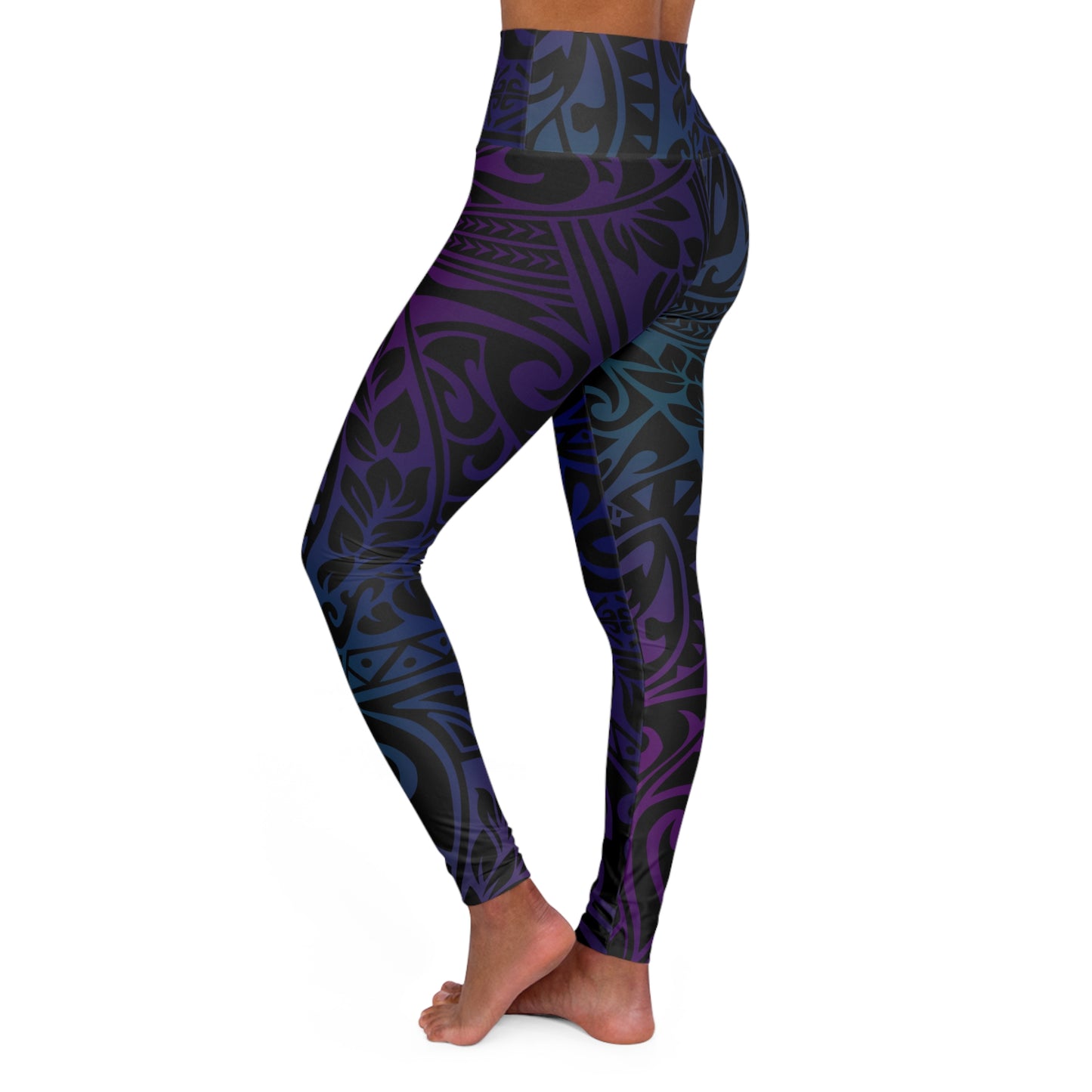 Polynesian in Jewel Tones High Waisted Yoga Leggings