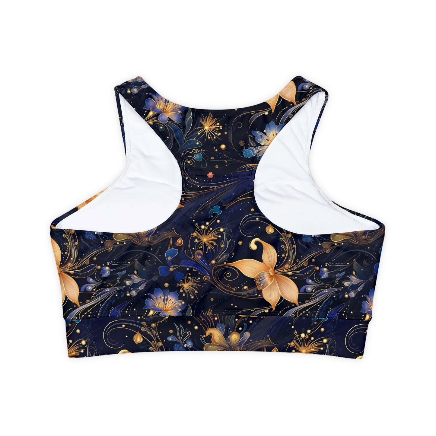 Art Nouveau 4 Fully Lined, Padded Sports Bra, Black and White Sports Bra, Lined Athletic Top, Fitness Apparel