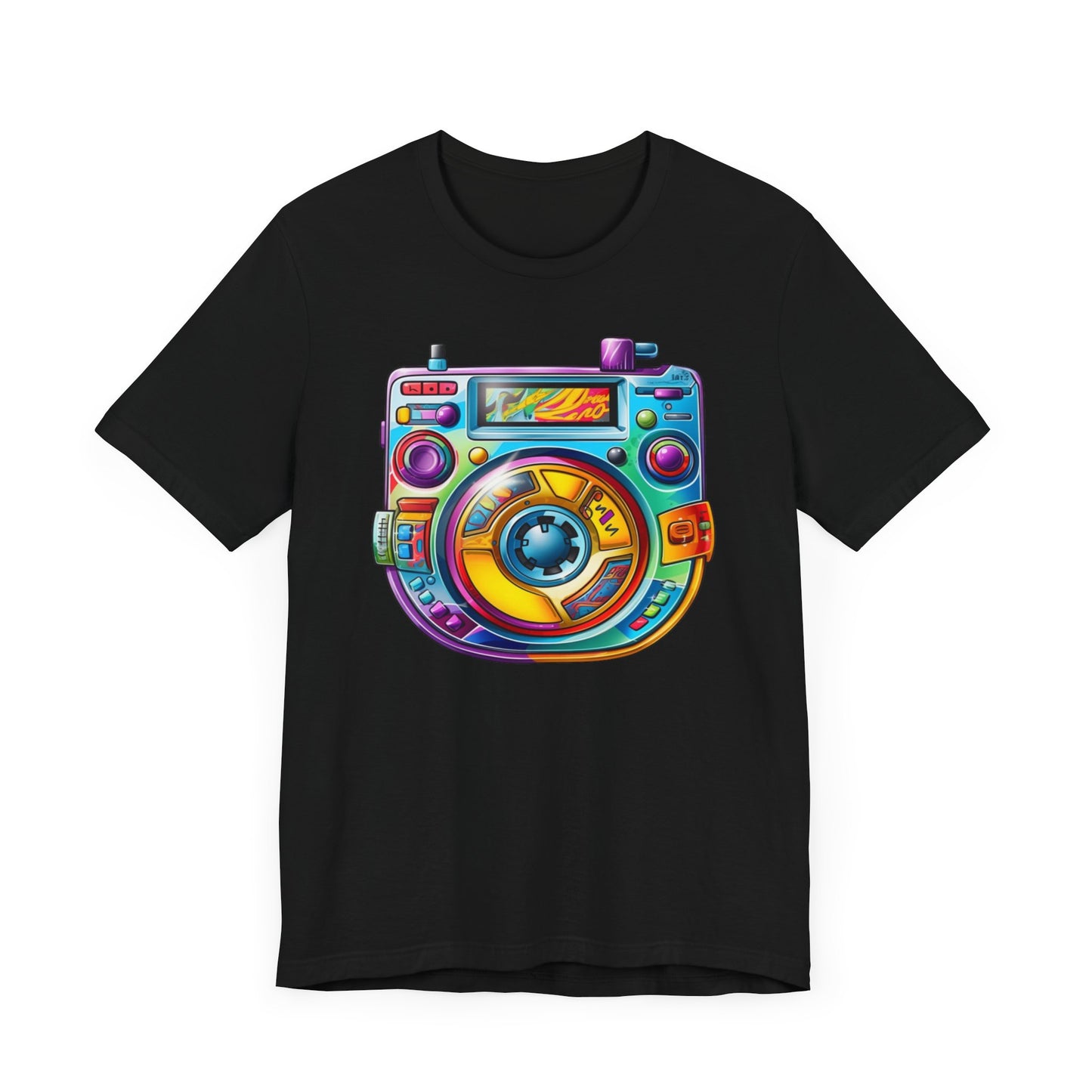 Retro 90's paint splatter discman Unisex Jersey Short Sleeve Tee