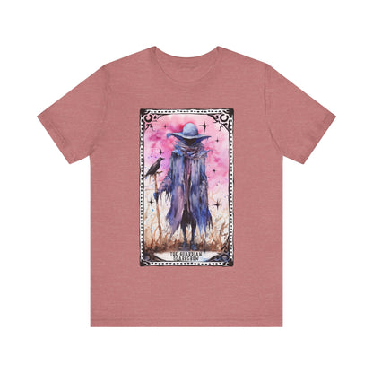 The Guardian Scarecrow Jersey unisex tee, Halloween Graphic Tee, Spooky Shirt, Trick or Treat Tee, Halloween Costume, Festive Gift