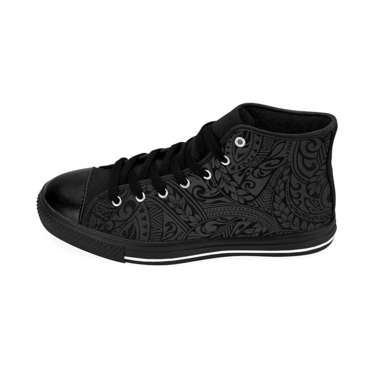 Polynesian Tribal in Black & Grey Classic Men's Sneakers