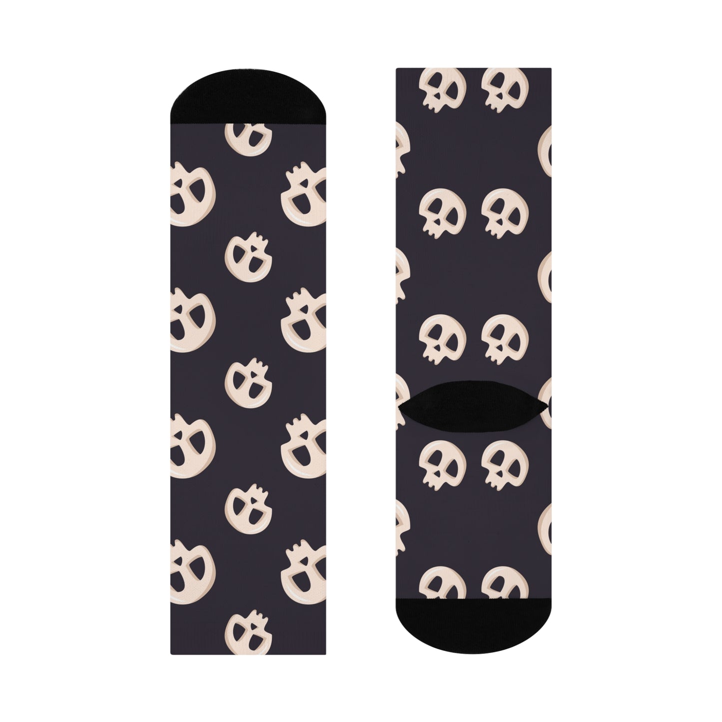 Black Skulls Cushioned Crew Socks