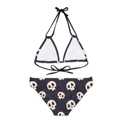 Black Skull Strappy Bikini Set