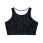 Gothic Fleur De Lis Fully Lined, Padded Sports Bra, High Neck Sports Bra, Lined Athletic Top, Fitness Apparel