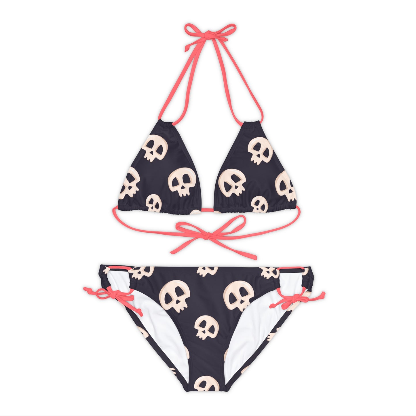 Black Skull Strappy Bikini Set