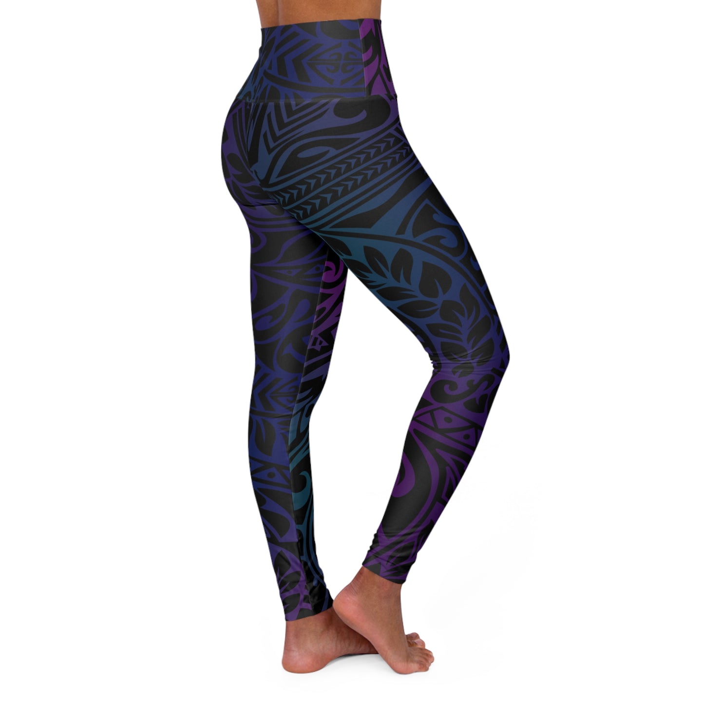 Polynesian in Jewel Tones High Waisted Yoga Leggings