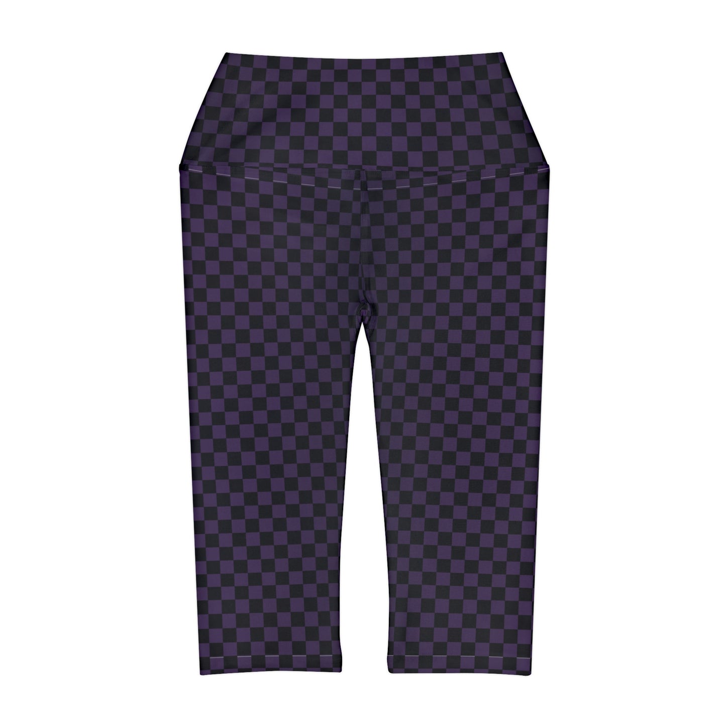 Checkerboard in Black and Purple Yoga Capri Leggings