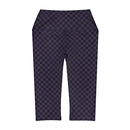 Checkerboard in Black and Purple Yoga Capri Leggings