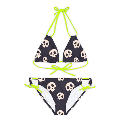 Black Skull Strappy Bikini Set