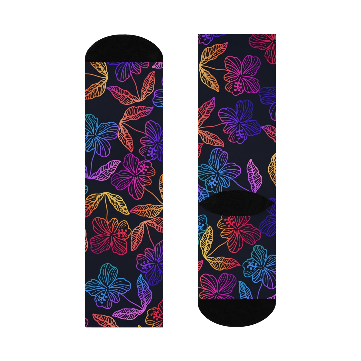 Rainbow Hibiscus Cushioned Crew Socks