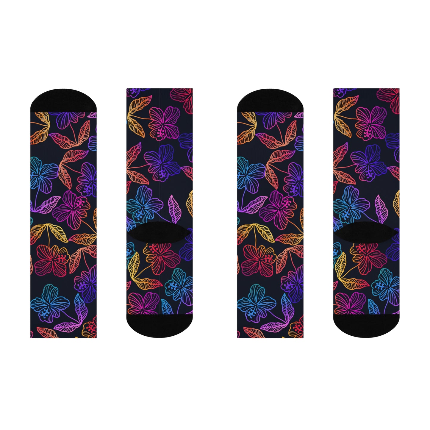 Rainbow Hibiscus Cushioned Crew Socks