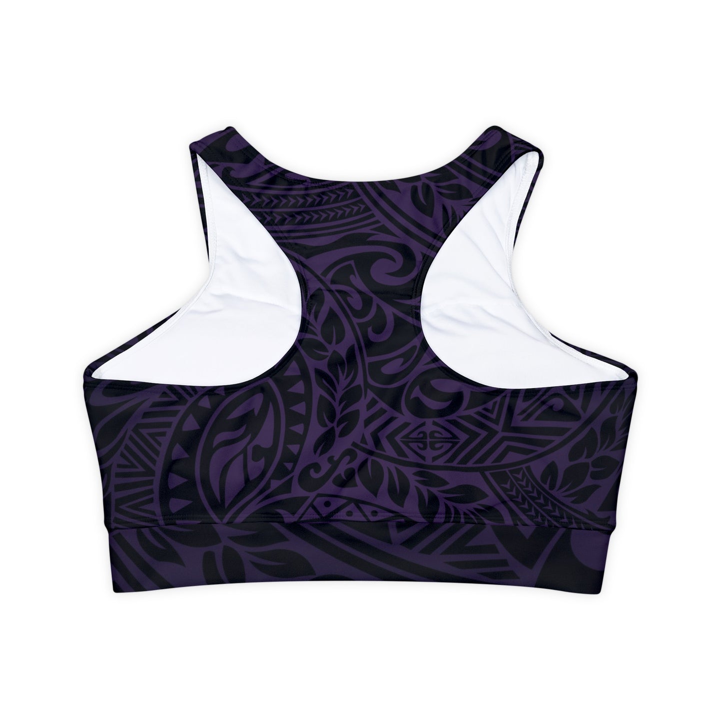 Polynesian Tribal in Purple Fully Lined, Padded Sports Bra, Blue Polynesian Tribal Sports Bra, Lined Athletic Top, Fitness Apparel