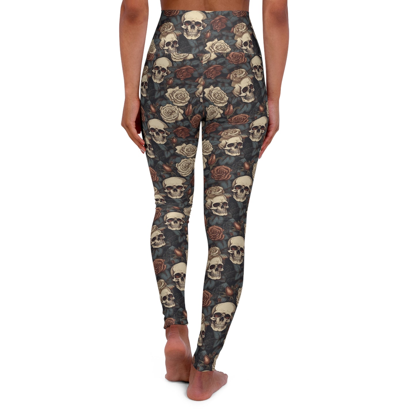 Skulls with roses High Waisted Yoga Leggings