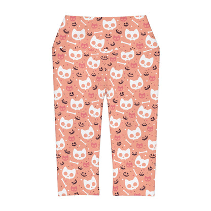 Cute Goth Kitties in peach Yoga Capri Leggings