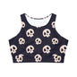 Skulls Fully Lined, Padded Sports Bra, Black and White Sports Bra, Lined Athletic Top, Fitness Apparel