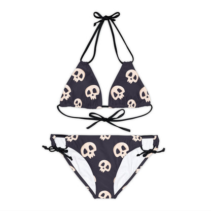 Black Skull Strappy Bikini Set